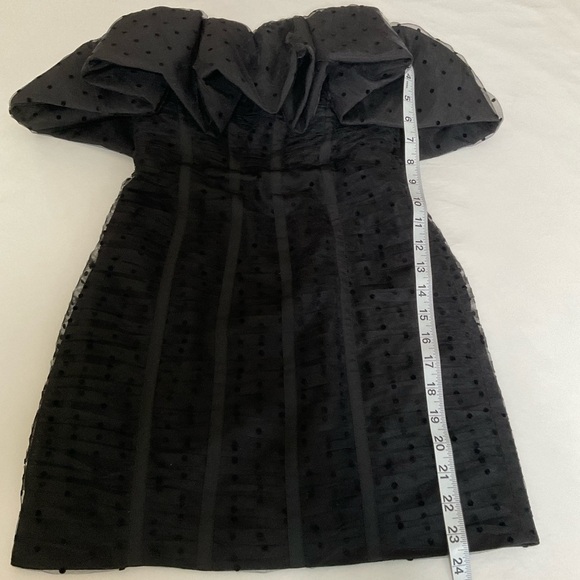 NWT Self-Portrait Black Dot Mesh Frill Mini Dress Size 2 - Picture 10 of 13